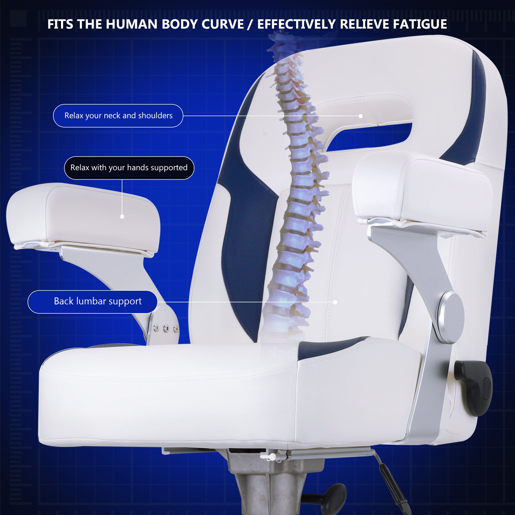 NORTHCAPTAIN Premium Pontoon Captain's Chair High Back Reclining Pontoon Bucket Boat Seat with Adjustable Aluminum Armrests